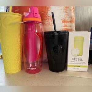 4 Piece Drink ware Set, NWT, Includes 2 Starbucks Tumblers